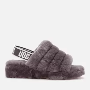 UGG Womens Fluff Yeah Slide Sheepskin Slippers - Charcoal - UK 4