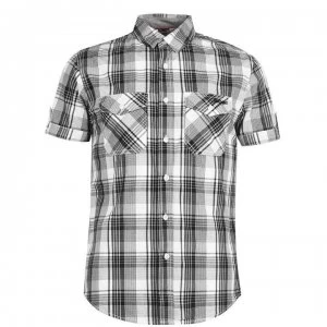 Lee Cooper SS Check Shirt Mens - White/Black