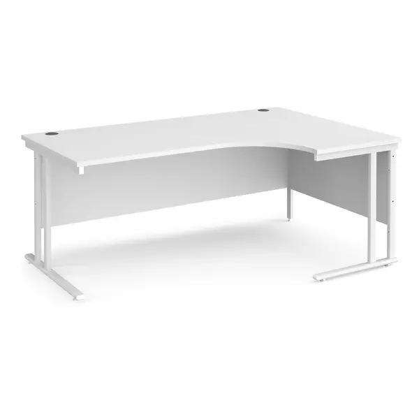 Maestro 25 Right Hand Ergonomic Desk with White Cantilever Frame and White Top - 1800mm Wide