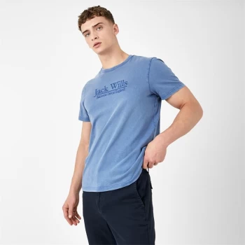 Jack Wills Hawling Garment Dye T Shirt - Deep Blue GD