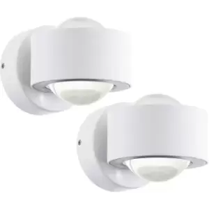 2 PACK IP44 Outdoor Wall Light White Aluminium Hoop Shade 2W LED Porch Lamp