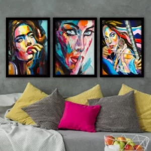 3SC79 Multicolor Decorative Framed Painting (3 Pieces)