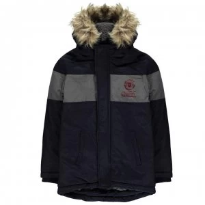 Franklin and Marshall Logo Parka Jacket Junior Boys - Navy Blazer