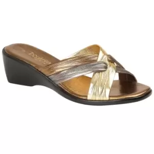 Boulevard Womens/Ladies X Over Mule Sandals (5 UK) (Bronze/Pewter/Gold)