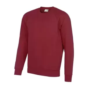 AWDis Academy Mens Crew Neck Raglan Sweatshirt (M) (Claret)