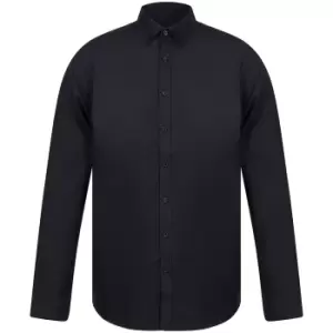 Henbury Mens Modern Long Sleeve Slim Fit Oxford Shirt (XL) (Black)