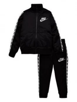 Nike Sportswear Younger Boys Block Taped Tricot Tracksuit - Black