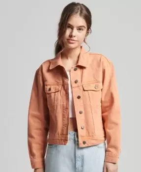 Superdry Womens Vintage Trucker Jacket Orange / Desert Clay - Size: 14