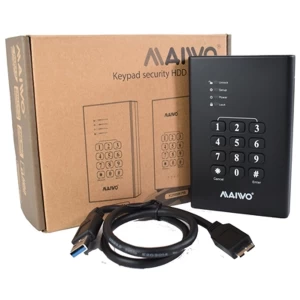 Maiwo USB3.0 2.5" Keypad Encrypted Hard Drive Enclosure - Black