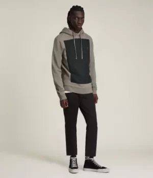 AllSaints Mens Lobke Pullover Hoodie, Flint Gry/wshd BLK, Size: S