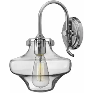 Loops - Wall Light Retro Clear Glass Bulbous Shade Up And Over Stem Chrome LED E27 100W