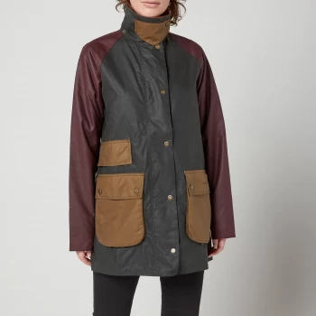 Barbour Womens Luss Wax Jacket - Sage/Bordeaux/Sand - UK 8