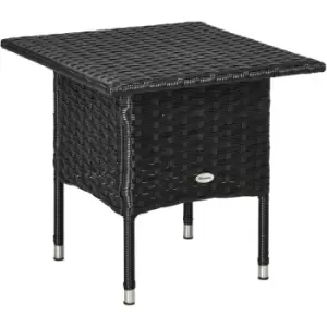 Outsunny PE Rattan Outdoor Coffee Table, Easy Match Rattan Side Table, Black - Black