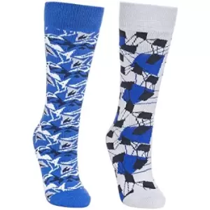 Trespass Childrens/Kids Rockies Ski Socks (Pack Of 2) (12-3 Child UK) (Bright Blue/Platinum)