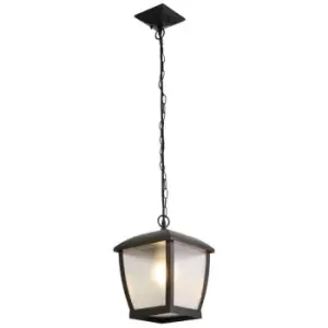 Seattle Outdoor Pendant Light - Black with Clear Frosted Acrylic Panels