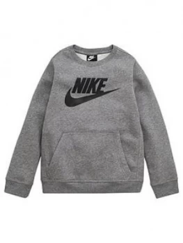 Nike Boys Nsw Club + Hbr Crew Top - Grey, Size XL