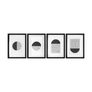 Set of 4 Abstract Formation Framed Art Black and white