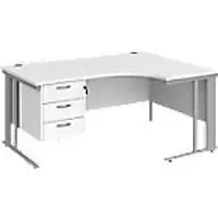 Dams International Right Hand Ergonomic Desk MCM16ERP3SWH 1,600 x 1,200 x 725 mm