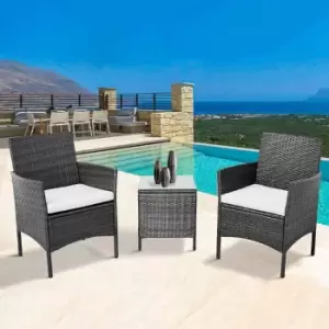 Neo Direct Grey 3 Piece Rattan Bistro Set - Black