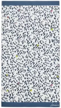 Joules Lynx Leopard Patterned Bath Towel - White & Blue