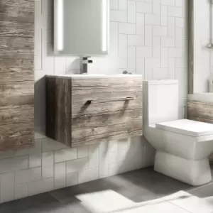 600mm Wood Effect Wall Hung Vanity Unit with Basin - Ashford