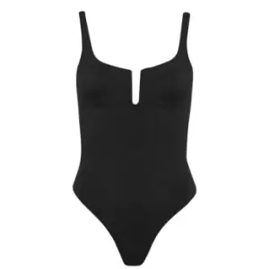 GOOD AMERICAN Scuba U Ring Corset Bodysuit - Black