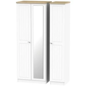 Robert Dyas Wilcox Ready Assembled 3-Door Mirrored Wardrobe - Porcelain Ash