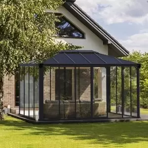 Palram - Canopia Ledro Grey Rectangular Gazebo, (W)4.3M (D)2.96M