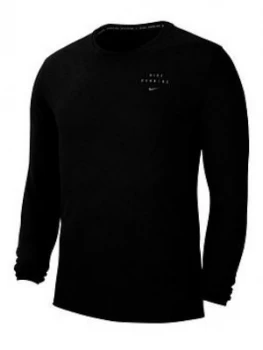 Nike Running Miler Long Sleeve Top - Black, Size XL, Men