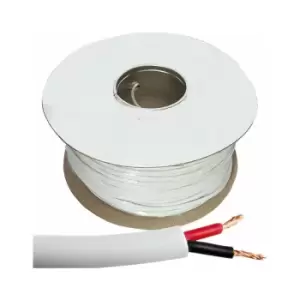 Loops - 100m (330 ft) Double Insulated Speaker Cable 1.15mm² White 100V Volt pa System Reel Drum