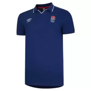 Umbro England High V Neck Polo Shirt Mens - Blue