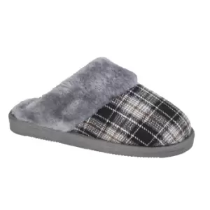 Sleepers Womens/Ladies Leyla Checked Slippers (7 UK) (Black/Grey)