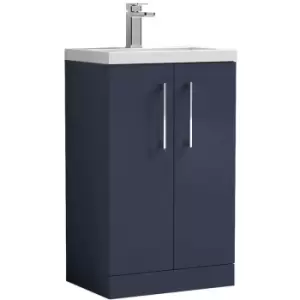 Nuie Arno Compact Matt Electric Blue 500mm 2 Door Wall Hung Vanity Unit and Ceramic Basin - PAL120E - Electric Blue