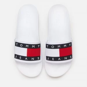 Tommy Jeans Mens Flag Pool Slide Sandals - White - UK 8