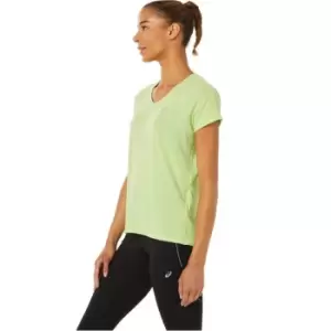 Asics Womens V Neck SS Running Top - Green