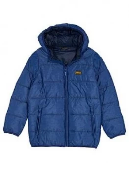 Barbour International Boys Court Quilt Hooded Coat - Inky Blue, Inky Blue, Size Age: 6-7 Years