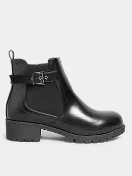 Yours Extra Wide Fit Buckle Ankle Boot - Black, Size E, Women