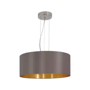 Pendant Light Colour Satin Nickel Shade Cappuccino Gold Fabric Bulb E27 3x60W