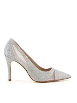 Dune London Banquet Mesh Cut Out Court Shoe - Silver, Size 6, Women