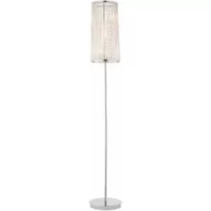 Tall Crystal Floor Lamp Chrome & Glass Modern Free Standing Lounge Feature Light