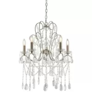 Merano Taranto Multi Arm Lamp Pendant Ceiling Lamp, Aged Silver Paint, Cut Glass