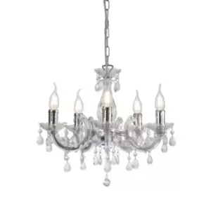 Floria Chandelier with Acrylic Sconce & Acrylic Droplets 5 Light E14 Polished Chrome