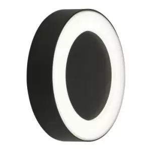 Searchlight Outdoor LED Circle Wall Light - Black With Frosted Diffuser