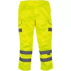 Yoko Mens Hi Vis Polycotton Cargo Trousers With Knee Pad Pockets (34R) (Yellow) - Yellow