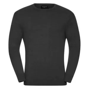 Russell Mens Cotton Acrylic Crew Neck Sweater (2XS) (Charcoal Marl)