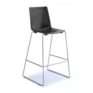 Harmony multi-purpose stool with chrome sled frame - black