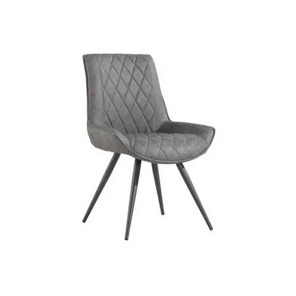 Dining Chair - Metal/PU/Foam - L55 x W64 x H90cm - Grey/Graphite KettleHomeLtdCH25-GR