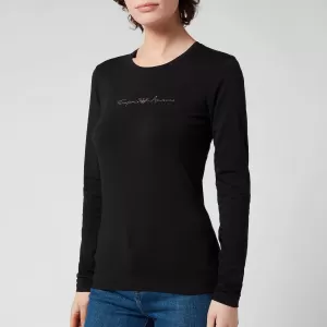 Emporio Armani Iconic Logo Band Long Sleeve T-Shirt Black Size L Women