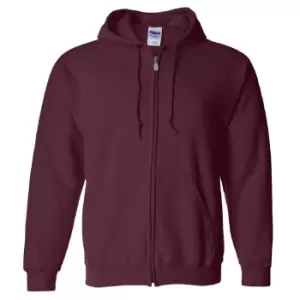 Gildan Heavy Blend Unisex Adult Full Zip Hooded Sweatshirt Top (XL) (Maroon)