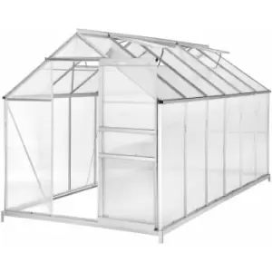 Tectake - Greenhouse in aluminium & polycarbonate w/ foundation - polycarbonate greenhouse, walk in greenhouse, greenhouse base - 375 x 185 x 195 cm